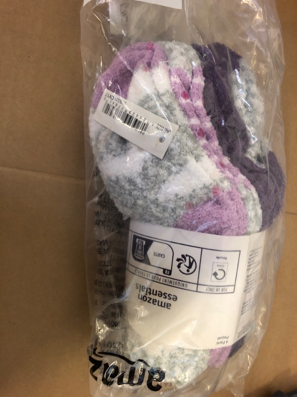 Photo 2 of Amazon Essentials Unisex-Child Cozy Casual Sock, Grey/Navy/Purple/White, Medium