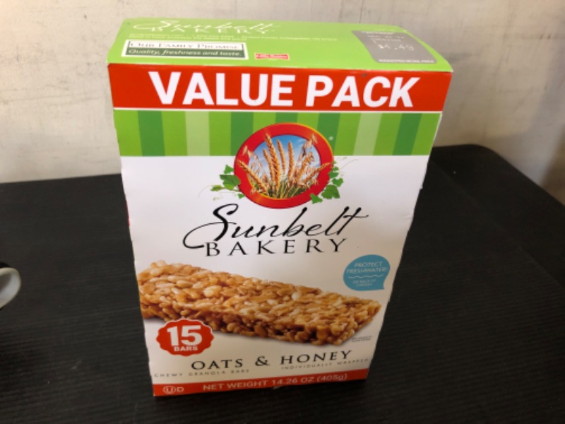 Photo 2 of exp date 12/2025---Sunbelt Bakery Oats & Honey Chewy Granola Bars, 14.26 Oz. 15 Count (Box of 1) Oats & Honey 15 Count (Pack of 1)