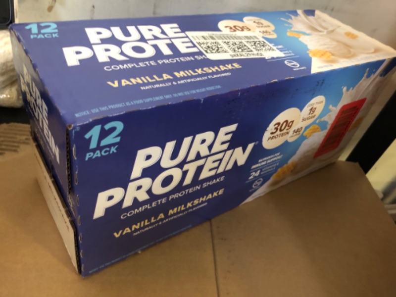 Photo 2 of exp date Pure Protein Vanilla Protein Shake 30g Complete Protein Ready to Drink and Keto-Friendly Vitamins A, C, D, and E plus Zinc to Support Immune Health 11oz Bottles 12 Pack