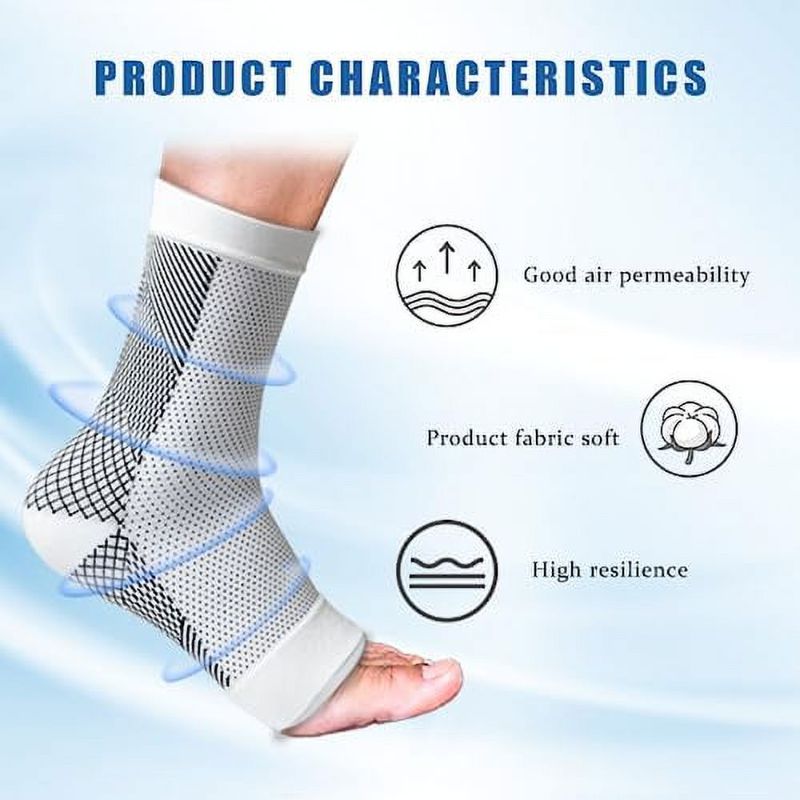 Photo 1 of Dskiley Neuropathy Socks for Women Men - Ankle Compression Socks for Plantar Fasciitis, Ankle Compression Sleeve for Foot Arch Support & Swollen Feet and Ankles Relief (White,L/XL)