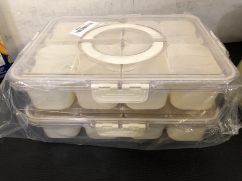 Photo 1 of Snackle Box Container, Divided Serving Tray with Lid and Handle, Travel Snack Box, Multi-purpose Food Organizer and Storage Container for Charcuterie Veggie Fruit (11.81"L*8.85"W-2pcs-8 Compartments)