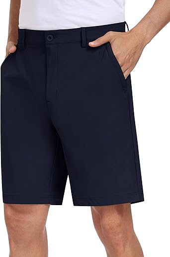 Photo 1 of MoFiz Men's Stretch Golf Shorts 9" Quick Dry Lightweight Casual Work Shorts Hiking Shorts with Pockets Black