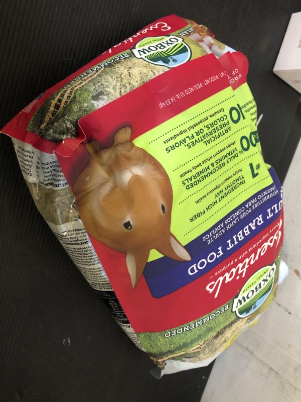 Photo 2 of exp date 08/2026---Oxbow Essentials Adult Rabbit Food - All Natural Adult Rabbit Pellets - Veterinarian Recommended- No Seeds, Fruits, or Artificial Ingredients- All Natural Vitamins & Minerals- Made in the USA- 10 lb. Timothy Hay 1.25 Gallon (Pack of 1)