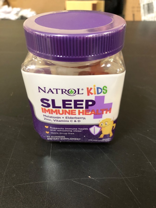 Photo 1 of Natrol Kids Sleep+ Immune Health Gummies with Melatonin, Zinc, Vitamin C and D, Elderberry, 50 Raspberry Flavored Melatonin and Immune Health Gummies, 50 Day Supply exp 02/2025