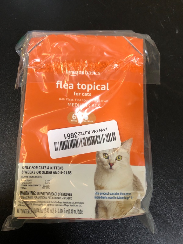 Photo 2 of Amazon Basics Flea Topical for Medium Cats (5-9 pounds), 6 Count