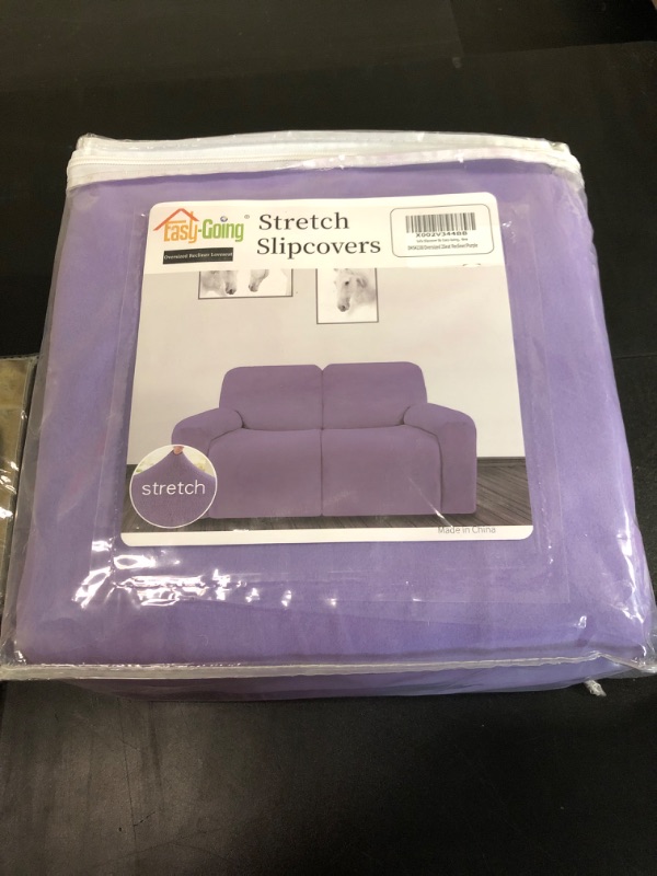 Photo 2 of Easy-Going Oversized 6 Pieces Microfiber Stretch Sectional Recliner Loveseat Sofa Slipcover Soft Fitted Fleece 2 Seats Couch Cover Washable Furniture Protector with Elasticity for Kids Pet Purple