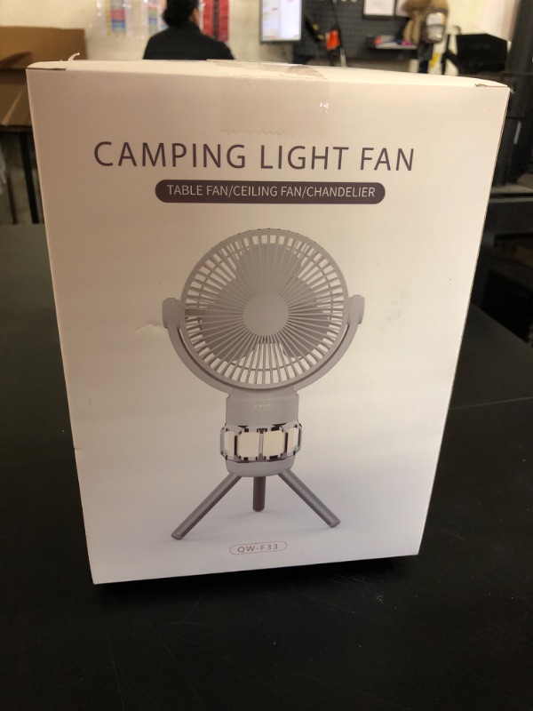 Photo 2 of MAXEVE 3-in-1 Portable Camping Battery Powered Fan with LED Lantern, Fan 8H Timer 270°Rotation Battery Operated Fan, 10400mAh Rechargeable USB Desk Beach Fan with Hook&Tripod, Super Quiet