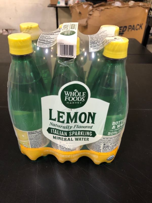 Photo 2 of Whole Foods Market, Organic Italian Lemon Sparkling Mineral Water 6 Pack, 16.9 Fl Oz