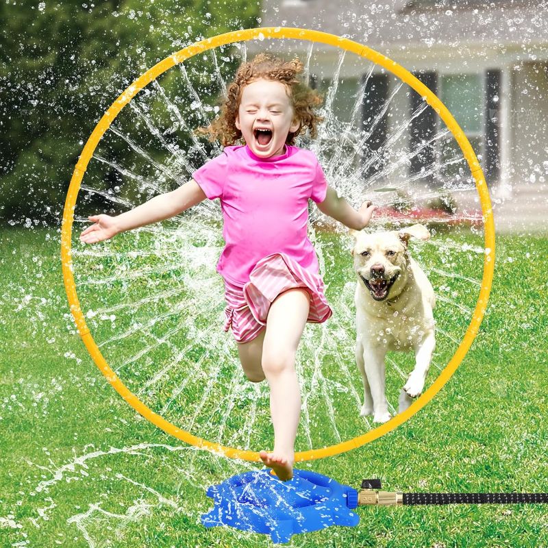 Photo 1 of Toddler Water Sprinkler with Roating Spray Nozzles Attaches to Garden Hose Kids Sprinklers Outdoor Toys 1-3 2-4 Summer Outside Backyard Games Fun Water Play Toys for Kids Ages 3-5 4-8 Boys Girls Gift