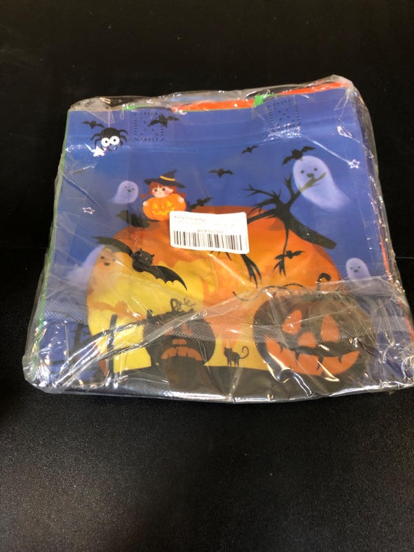 Photo 2 of Aviski 8PCS Halloween Trick or Treat Bags, Small Halloween Tote Bags with Handles, Gift Bags, Multifunctional Non-Woven Halloween Bags for Gifts Wrapping, Trick or Treat, Halloween Party Supplies