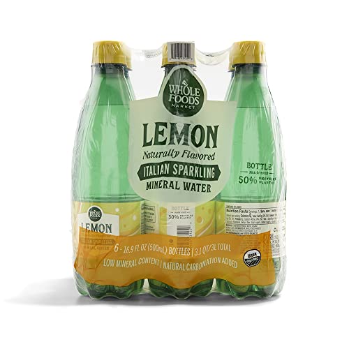 Photo 1 of Whole Foods Market, Organic Italian Lemon Sparkling Mineral Water 6 Pack, 16.9 Fl Oz