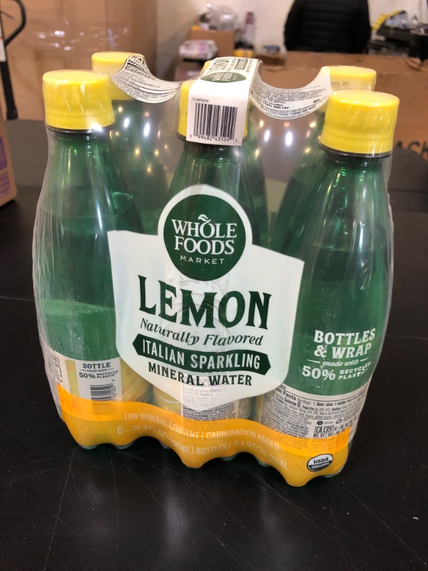 Photo 2 of Whole Foods Market, Organic Italian Lemon Sparkling Mineral Water 6 Pack, 16.9 Fl Oz