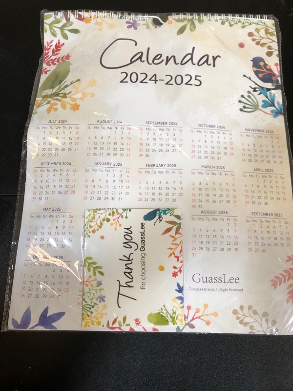 Photo 2 of GuassLee Wall Calendar 2024-2025, Floral Vibes Calendar Wall 2024, 18-Months Hanging Calendar Jul. 2024 to Dec. 2025, 14” x 11” Monthly Planner Wall with Thick Paper for Office School Home Teacher