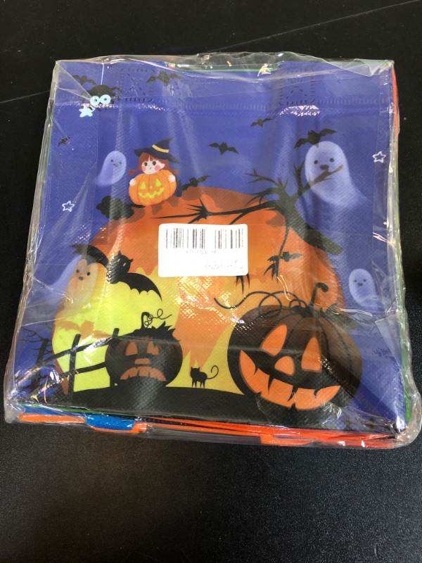 Photo 2 of Aviski 8PCS Halloween Trick or Treat Bags, Small Halloween Tote Bags with Handles, Gift Bags, Multifunctional Non-Woven Halloween Bags for Gifts Wrapping, Trick or Treat, Halloween Party Supplies