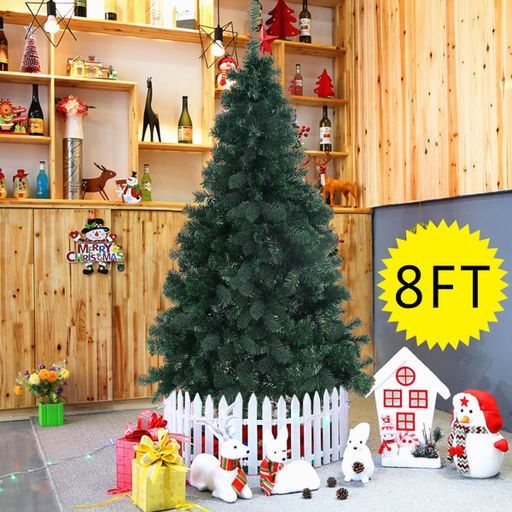 Photo 1 of Costway - 8Ft Artificial PVC Christmas Tree Stand Indoor Outdoor - Green