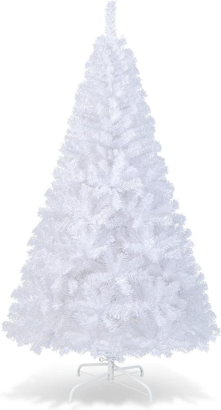 Photo 1 of COSTWAY 6Ft-Artificial-PVC-Christmas-Tree-W-Stand-Holiday-Season-Indoor-Outdoor-White