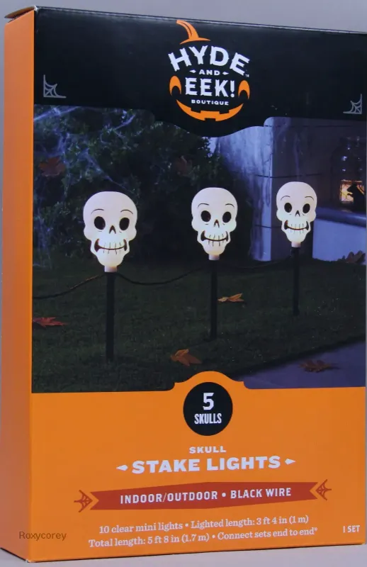 Photo 3 of Halloween Hyde and Eek 5 Skull Pathway Markers Stake Lights