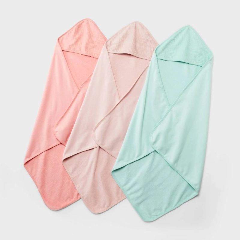 Photo 1 of Baby 3pk Muslin Hooded Towel - Cloud Island™ Pink