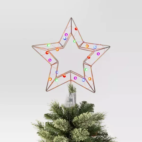 Photo 1 of 12" Pre- Dewdrop Metal Star Christmas Tree Topper Silver with Multicolor LED Globe Lights - Wondershop