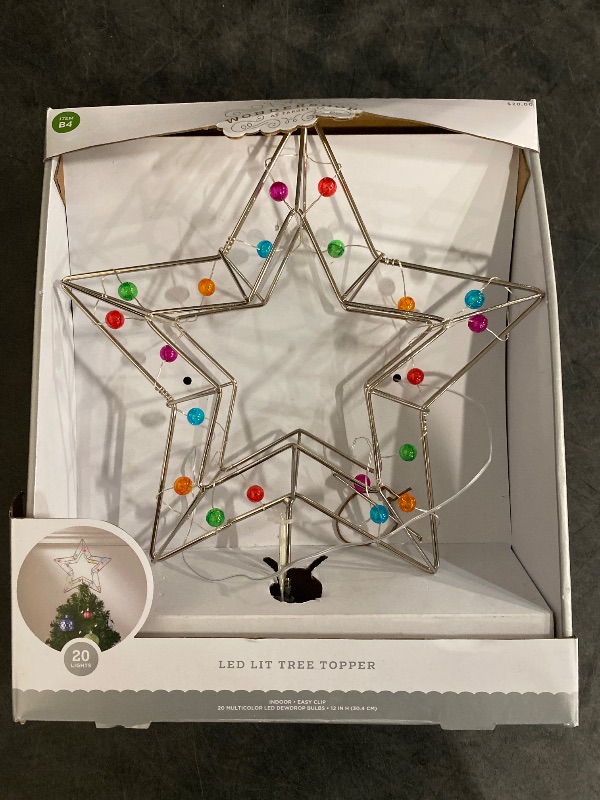 Photo 2 of 12" Pre- Dewdrop Metal Star Christmas Tree Topper Silver with Multicolor LED Globe Lights - Wondershop