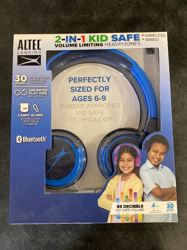 Photo 2 of Altec Lansing KID SAFE 2-IN-1 MZX4410 - Headphones - on-ear - Bluetooth - wireless, wired - 3.5 mm jack - knight blue