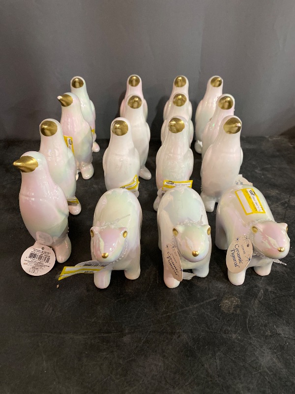 Photo 3 of 13  White Ceramic Penguin Figurines , 3 White Ceramic Polar Bear Figurines