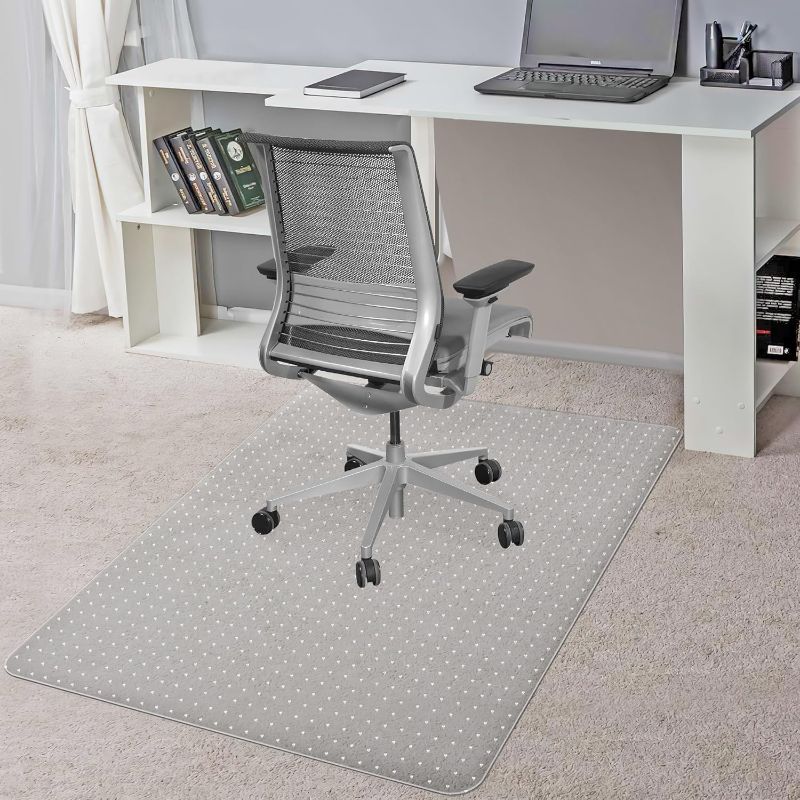 Photo 1 of BesWin Chair Mat for Carpets, 30" X 48" Transparent Office Chair Mat for Low Pile Carpeted Floors, Computer Desk Chair Mat for Office Chair on Carpet for Work, Home, Gaming, Easy Glide (Rectangle)