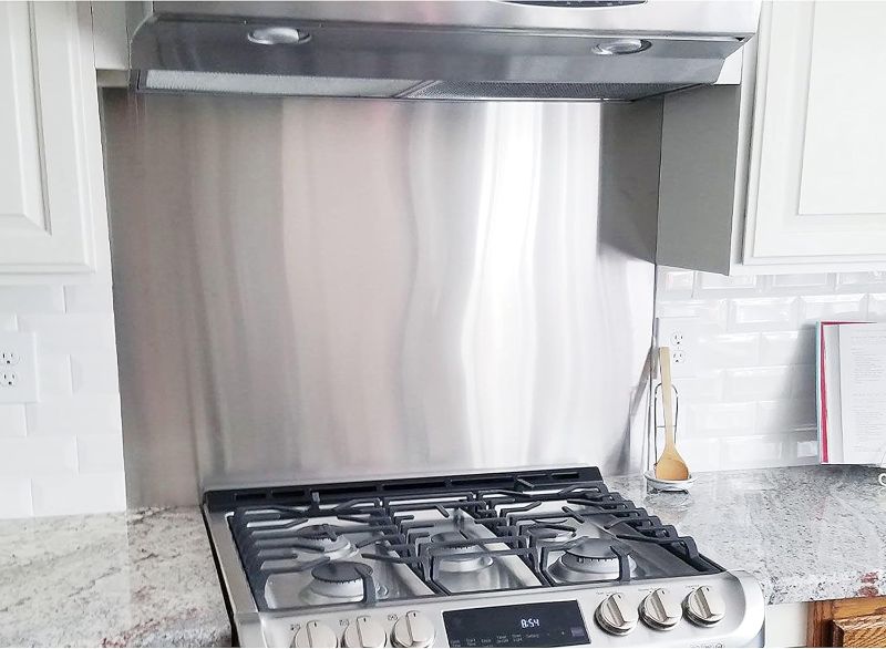 Photo 1 of 24" By 30" Stainless Steel Stove Backsplash Splatter Guard SP3604 Range Hood Backsplash Wall Shield Metal Panel, Ultra Flat Easy Clean And Install, 1 Year Sales Guarantee