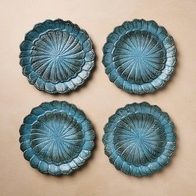 Photo 1 of 4pc 9" Stoneware Feather Salad Plates