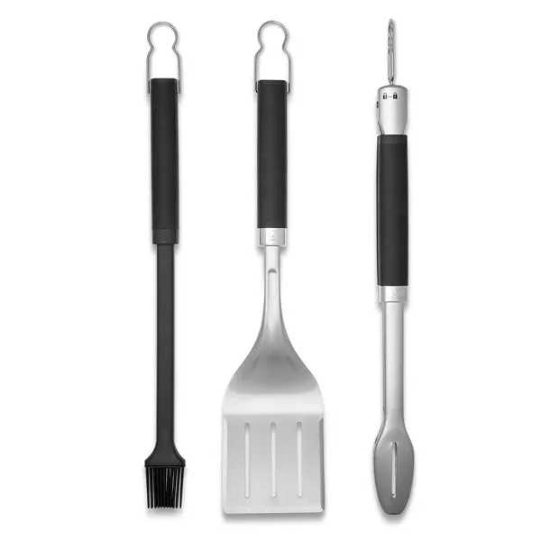 Photo 1 of Weber 3pc Precision Grill Tool Set Black: Corrosion-Resistant, Silicone Handles, Outdoor Cookware