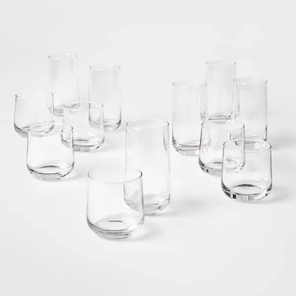 Photo 1 of 12pc Glass Shoreham Double Old Fashion and Highball Glasses Set