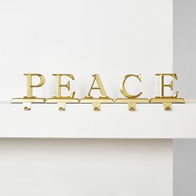 Photo 1 of 5pk PEACE Silver Christmas Stocking Holder