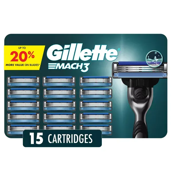 Photo 1 of Gillette Mach3 Men's Razor Blades, 15 Blade Refills