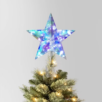 Photo 1 of 12.5" Pre- Star Christmas Tree Topper Iridescent with Mulitcolor Lights