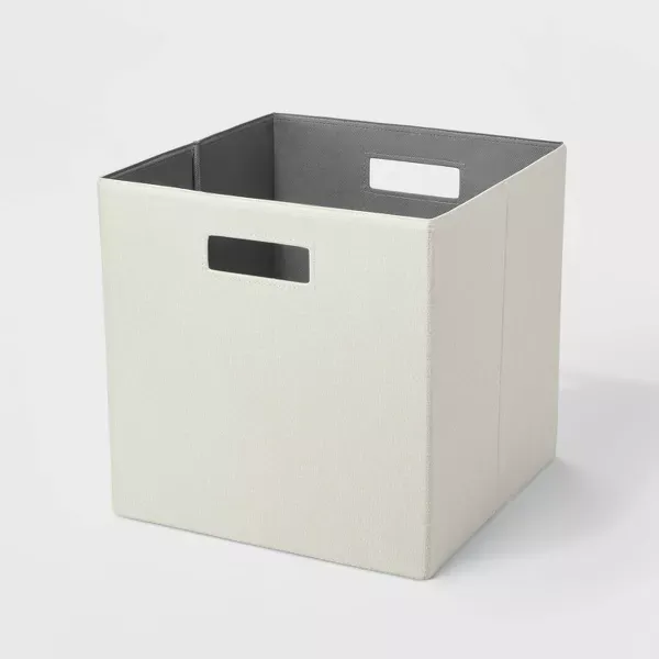 Photo 1 of 13" x 13" Fabric Bin Khaki Texture