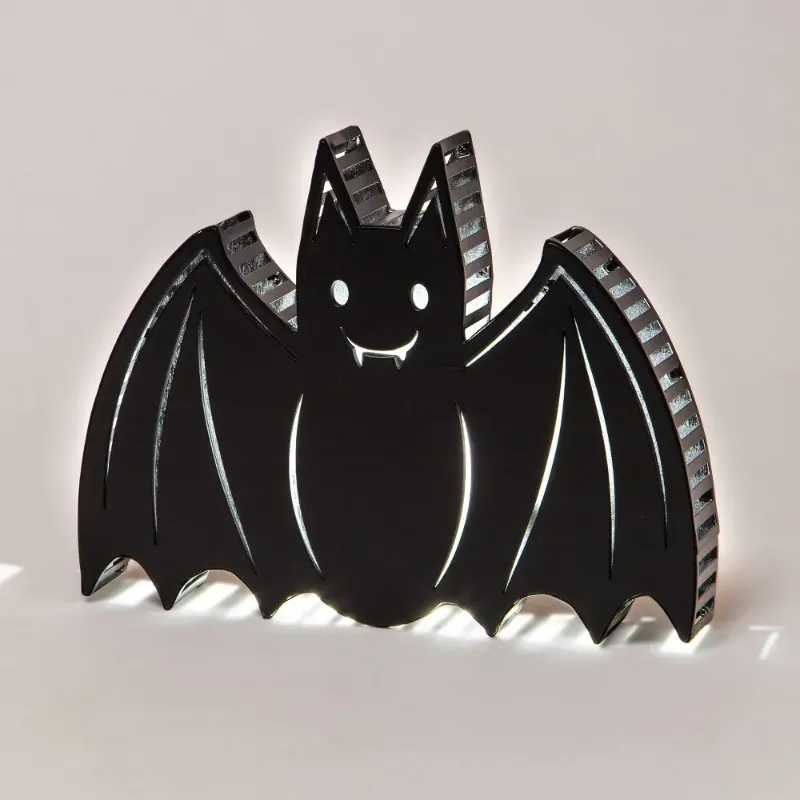 Photo 1 of LED Backlit Flicker Bat Sign Halloween Novelty Silhouette Light White