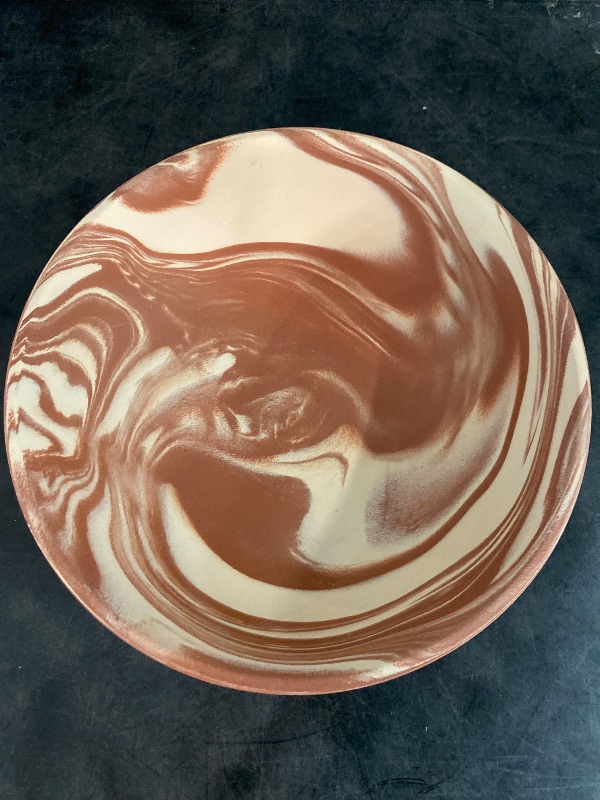 Photo 2 of 10.25 x 3.87 Marbled Ceramic Decorative Bowl Rust