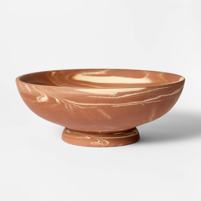 Photo 1 of 10.25 x 3.87 Marbled Ceramic Decorative Bowl Rust