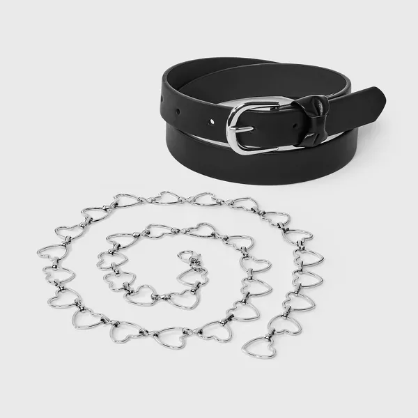 Photo 1 of Girls' 2pk Bow and Heart Chain Belt