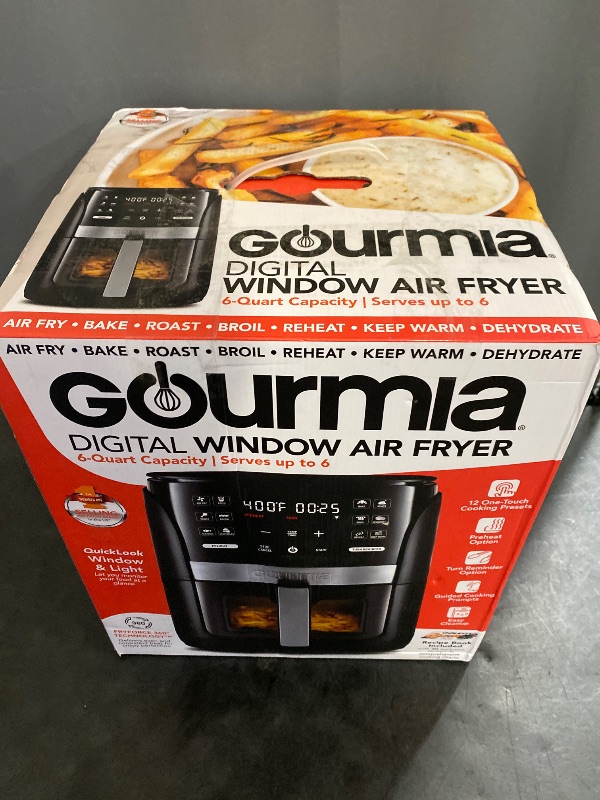 Photo 3 of Gourmia 6-Qt Digital Window Air Fryer with 12 Presets & Guided Cooking Black: Stainless Steel