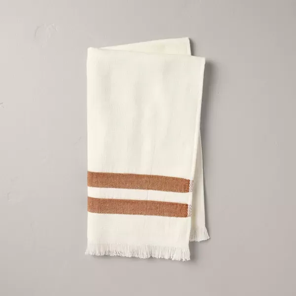 Photo 1 of Double Stripe Cotton Hand Towel Cream/Rust - Hearth & Hand™ with Magnolia: Lightweight, Farmhouse Style, 27"x16"