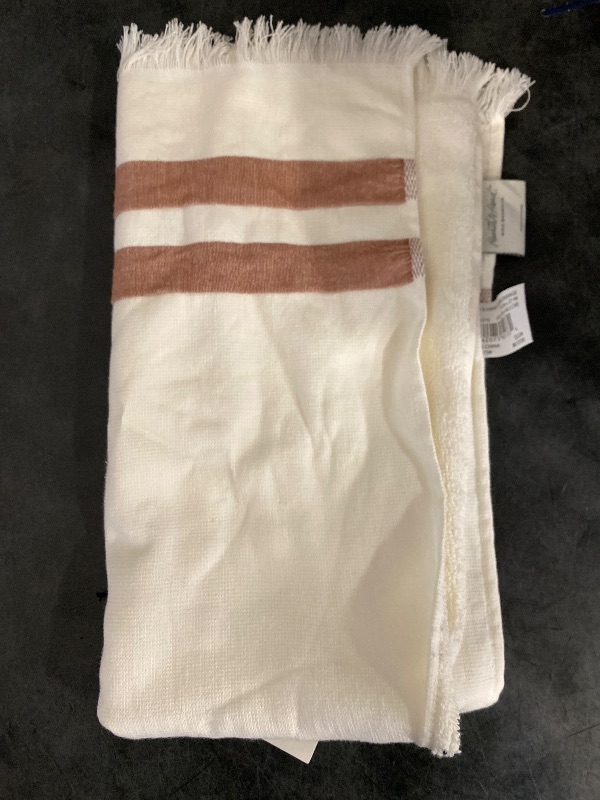 Photo 2 of Double Stripe Cotton Hand Towel Cream/Rust - Hearth & Hand™ with Magnolia: Lightweight, Farmhouse Style, 27"x16"