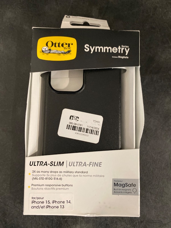 Photo 2 of OtterBox Apple iPhone 15/iPhone 14/iPhone 13 Symmetry Series Antimicrobial Case with MagSafe - Black