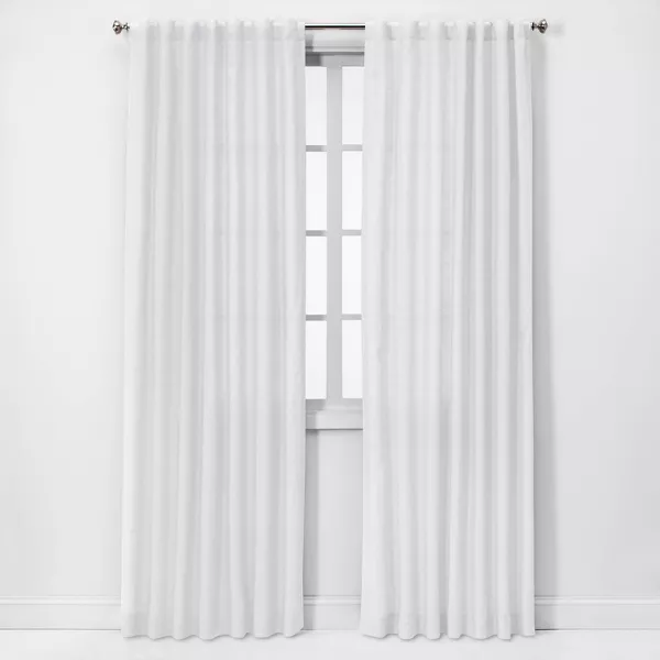 Photo 1 of 54"x95" Light Filtering Linen Window Curtain Panel White