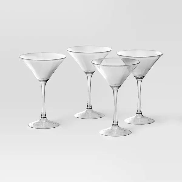 Photo 1 of 4pk Entertaining Martini Cocktail Glass Set - Threshold™: Clear Glass, Dishwasher-Safe, 8oz Capacity, Set of 4