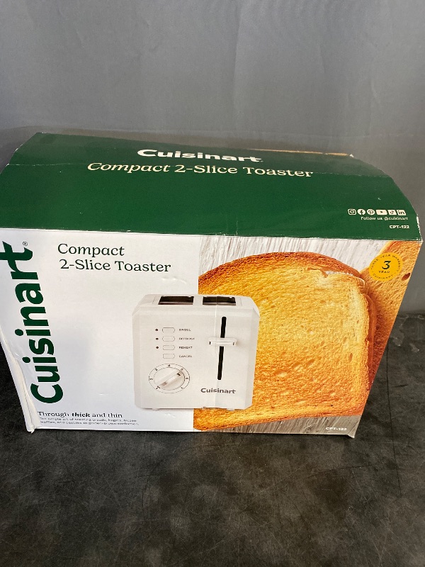 Photo 3 of Cuisinart 2-Slice Toaster White CPT-122: Bagel & Defrost Options, Reheat, Extra Wide Slots, Removable Crumb Tray, 900W