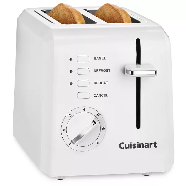 Photo 1 of Cuisinart 2-Slice Toaster White CPT-122: Bagel & Defrost Options, Reheat, Extra Wide Slots, Removable Crumb Tray, 900W