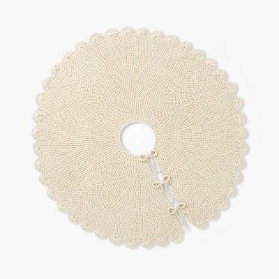 Photo 1 of Scalloped Knit Tree Skirt Cream