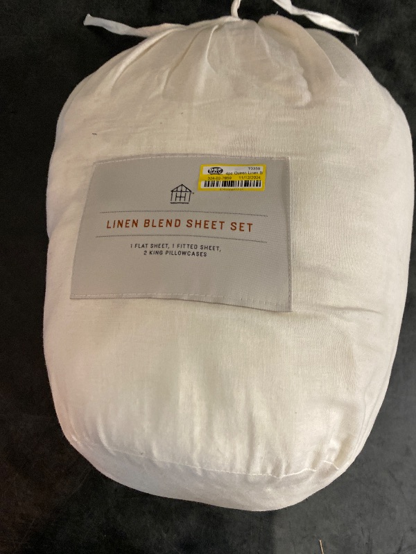 Photo 3 of King Linen Blend with Hem Stitch Sheet Set