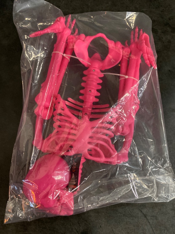 Photo 3 of 36" Posable Skeleton Halloween Decorative Prop Pink